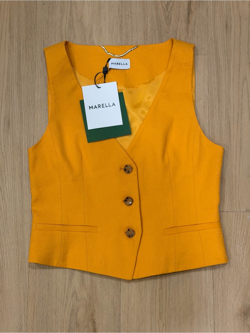 NWT Marella Women's Orange Tailored Waistcoat Vest Size 2